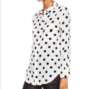 Equipment Femme Signature Polka Dot Silk Blouse